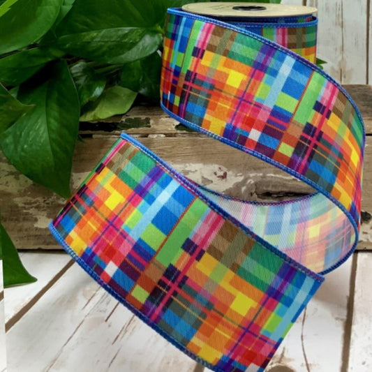 2.5" x 10yds - Grosgrain MIA Spring Plaid