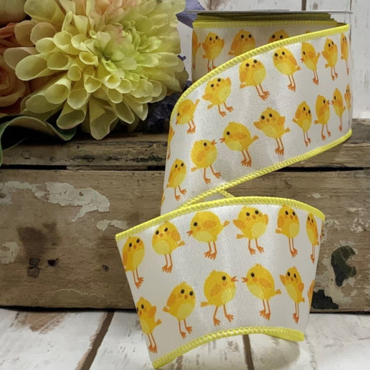 2.5" - Grosgrain Yellow Easter Chicks