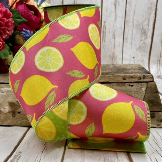 4" x 10yds - Grosgrain Sliced Lemons