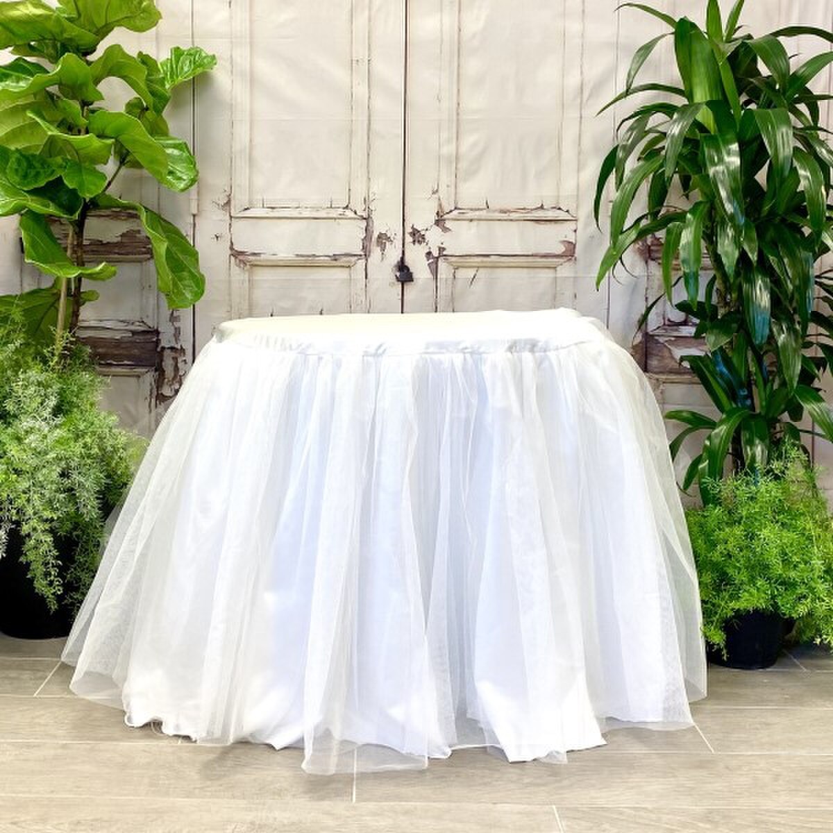 108" - Tulle, Layered Wedding Tablecloth, White