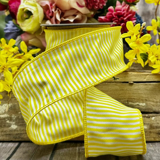 2.5" x 10yds - Jacquard Summer Stripes, Yellow White