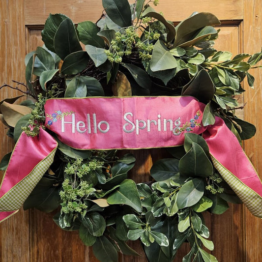 6" x 56" - Hello Spring Banner, Hot Pink