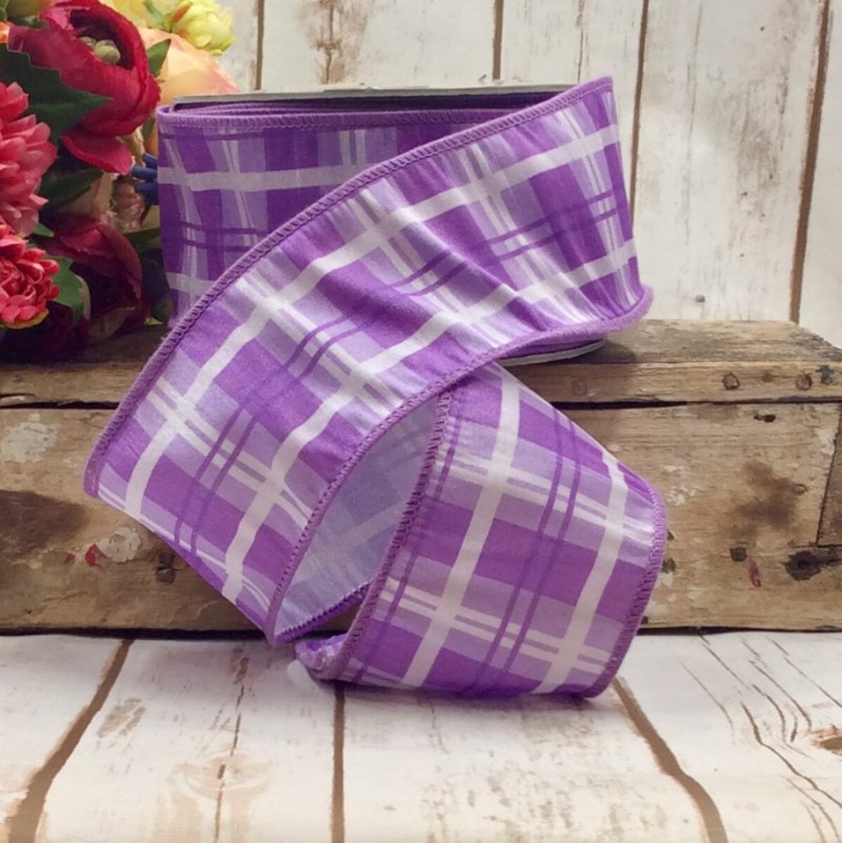 3" X 25yds - Dupion Plaid, Lavender