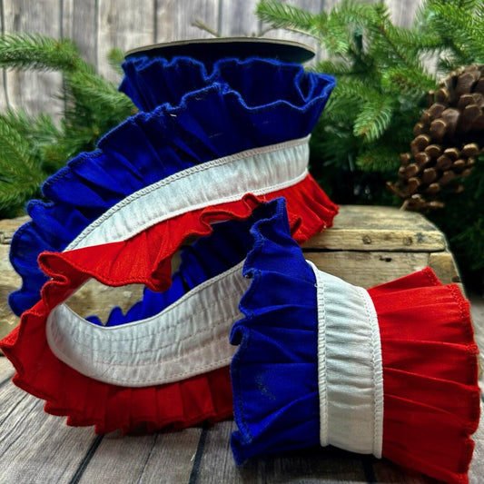 4" - Red, White and Blue Ruffle