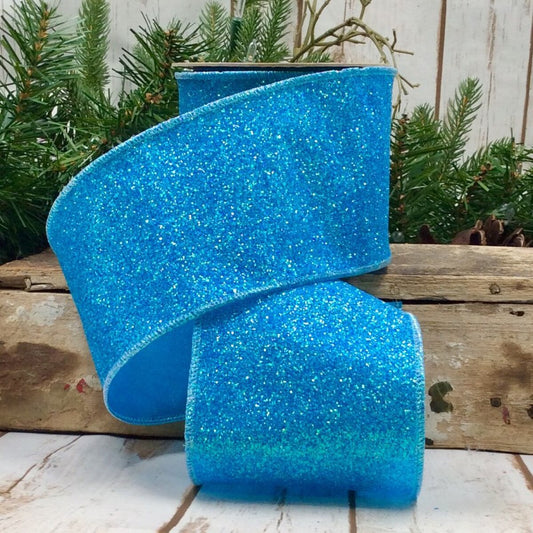 4" X 10yds - Satin Sugar Glitter, Teal