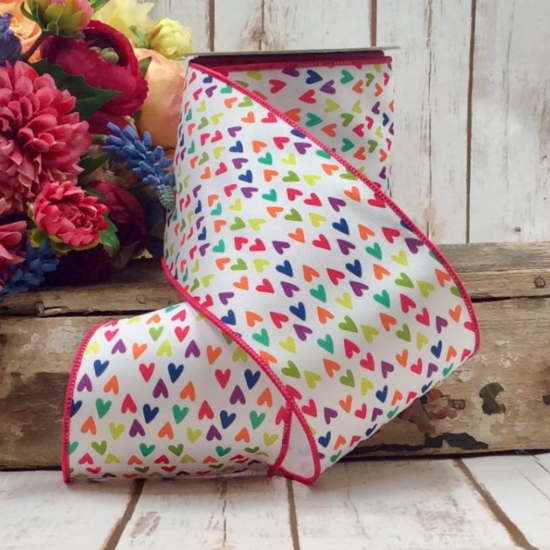 4" - Poplin Colorful Hearts