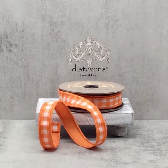 1" x 10yds - Taffeta Small Check Orange Back