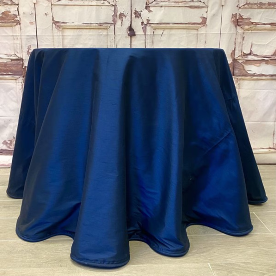 96" - Faux Dupion Tablecloth Welting, Navy