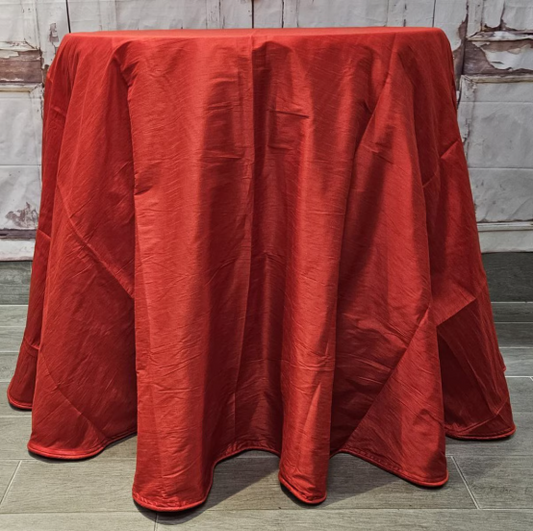 108" - Faux Dupion Tablecloth, Cherry Red