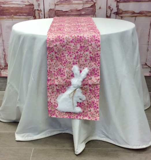 13" x 72" - Poplin Floral White Fur Rabbit