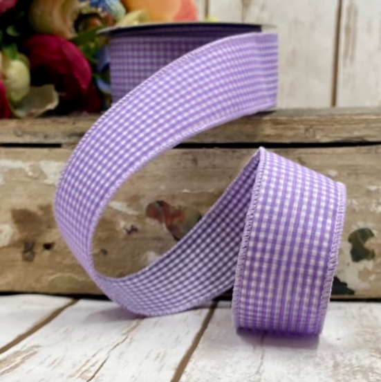 1.5" x 10yds - Poplin Gingham, Lavender Purple